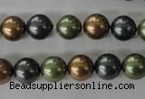 CSB1057 15.5 inches 10mm round mixed color shell pearl beads