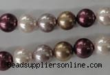 CSB1059 15.5 inches 10mm round mixed color shell pearl beads