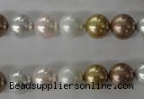 CSB1064 15.5 inches 10mm round mixed color shell pearl beads