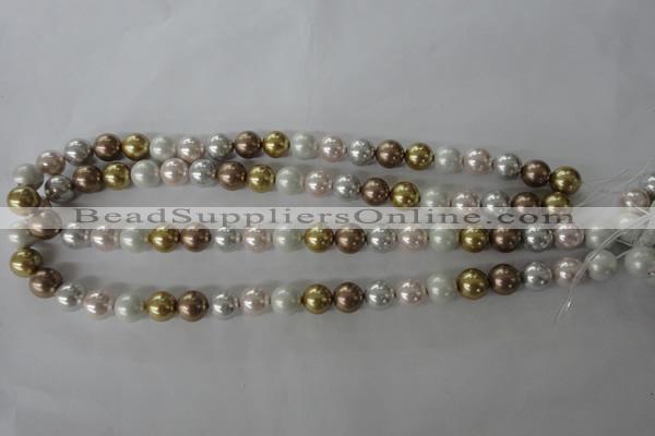 CSB1064 15.5 inches 10mm round mixed color shell pearl beads