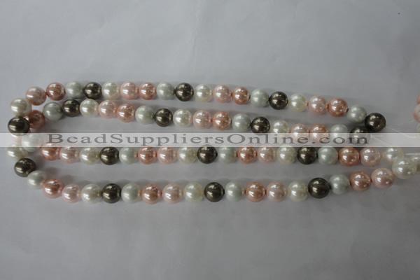 CSB1065 15.5 inches 10mm round mixed color shell pearl beads