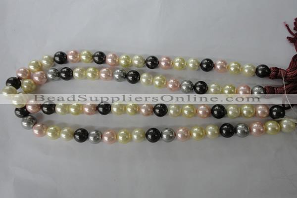 CSB1071 15.5 inches 10mm round mixed color shell pearl beads