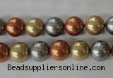 CSB1074 15.5 inches 10mm round mixed color shell pearl beads