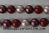 CSB1076 15.5 inches 10mm round mixed color shell pearl beads