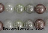 CSB1080 15.5 inches 12mm round mixed color shell pearl beads