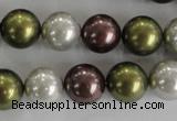 CSB1081 15.5 inches 12mm round mixed color shell pearl beads