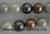 CSB1084 15.5 inches 12mm round mixed color shell pearl beads