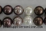 CSB1087 15.5 inches 12mm round mixed color shell pearl beads