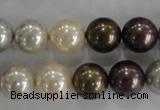 CSB1088 15.5 inches 12mm round mixed color shell pearl beads