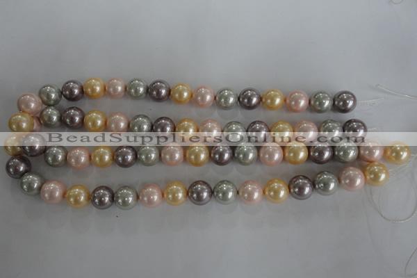 CSB1093 15.5 inches 12mm round mixed color shell pearl beads