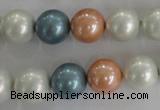 CSB1095 15.5 inches 12mm round mixed color shell pearl beads