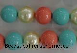 CSB1097 15.5 inches 12mm round mixed color shell pearl beads