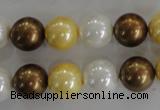 CSB1099 15.5 inches 12mm round mixed color shell pearl beads