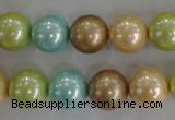 CSB1103 15.5 inches 12mm round mixed color shell pearl beads