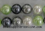 CSB1105 15.5 inches 12mm round mixed color shell pearl beads