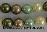 CSB1107 15.5 inches 12mm round mixed color shell pearl beads