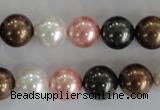 CSB1111 15.5 inches 12mm round mixed color shell pearl beads