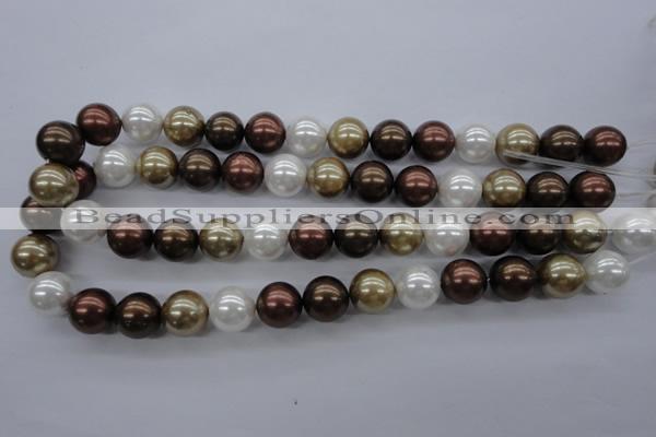 CSB1122 15.5 inches 14mm round mixed color shell pearl beads