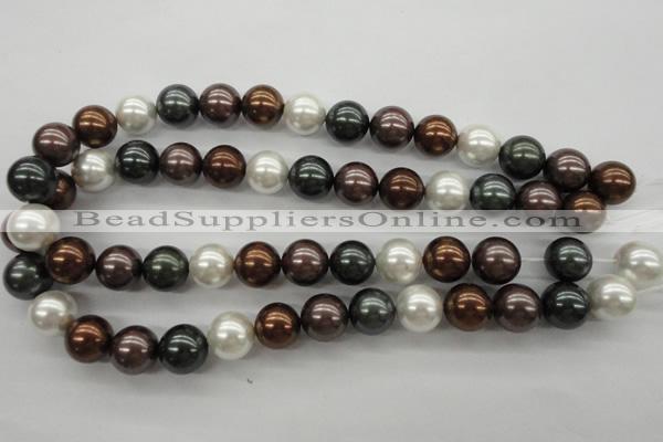 CSB1127 15.5 inches 14mm round mixed color shell pearl beads