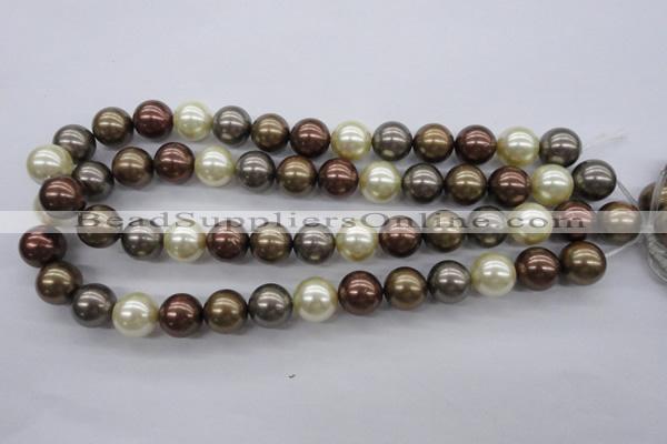 CSB1133 15.5 inches 14mm round mixed color shell pearl beads