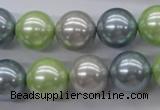 CSB1135 15.5 inches 14mm round mixed color shell pearl beads