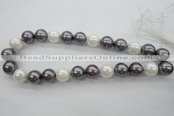 CSB1150 15.5 inches 16mm round mixed color shell pearl beads