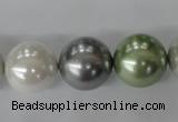 CSB1153 15.5 inches 16mm round mixed color shell pearl beads