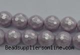 CSB1181 15.5 inches 8mm faceted round shell pearl beads