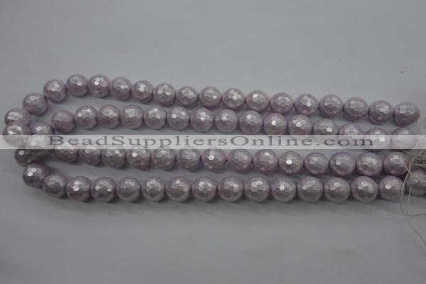 CSB1181 15.5 inches 8mm faceted round shell pearl beads