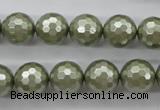 CSB1188 15.5 inches 12mm faceted round shell pearl beads