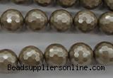 CSB1192 15.5 inches 12mm faceted round shell pearl beads