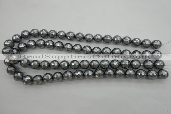 CSB1202 15.5 inches 12mm faceted round shell pearl beads