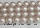 CSB1355 15.5 inches 4mm matte round shell pearl beads wholesale