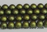 CSB1395 15.5 inches 4mm matte round shell pearl beads wholesale