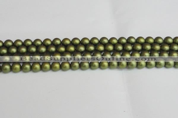 CSB1398 15.5 inches 10mm matte round shell pearl beads wholesale