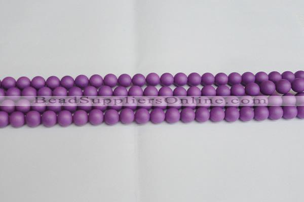 CSB1415 15.5 inches 4mm matte round shell pearl beads wholesale