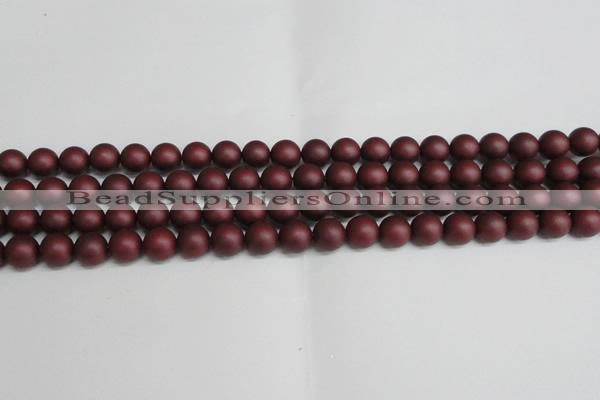 CSB1452 15.5 inches 8mm matte round shell pearl beads wholesale