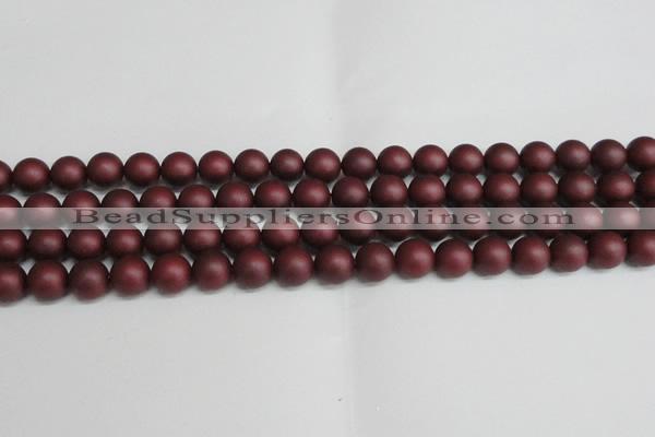 CSB1453 15.5 inches 10mm matte round shell pearl beads wholesale