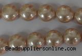 CSB180 15.5 inches 12mm flat round shell pearl beads wholesale