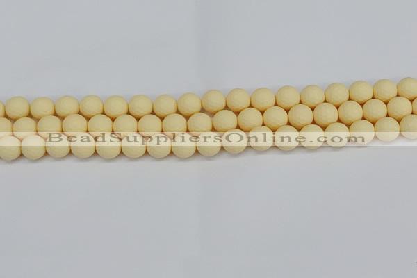 CSB1801 15.5 inches 6mm faceetd round matte shell pearl beads