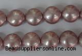 CSB181 15.5 inches 12mm flat round shell pearl beads wholesale