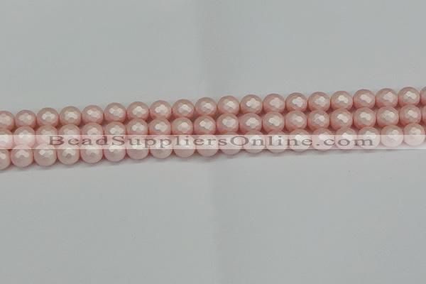 CSB1831 15.5 inches 6mm faceetd round matte shell pearl beads