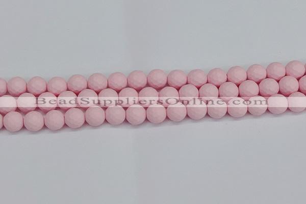 CSB1842 15.5 inches 8mm faceetd round matte shell pearl beads