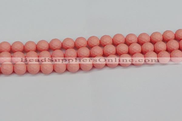 CSB1853 15.5 inches 10mm faceetd round matte shell pearl beads