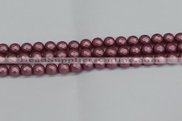 CSB1873 15.5 inches 10mm faceetd round matte shell pearl beads