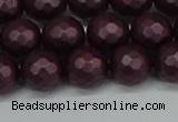 CSB1882 15.5 inches 8mm faceted round matte shell pearl beads