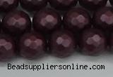 CSB1883 15.5 inches 10mm faceted round matte shell pearl beads