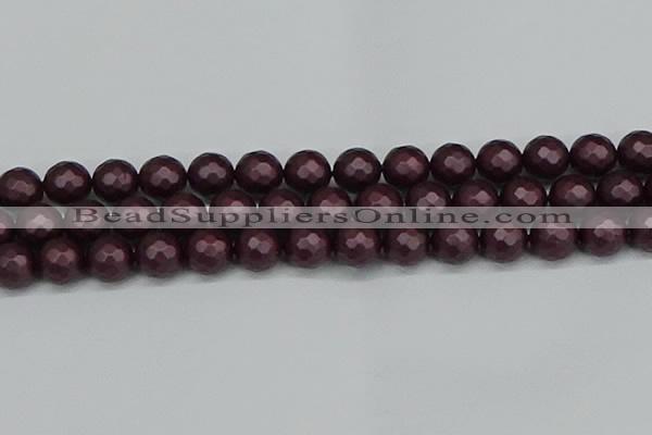 CSB1884 15.5 inches 12mm faceted round matte shell pearl beads