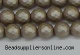 CSB1902 15.5 inches 8mm faceted round matte shell pearl beads