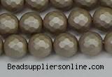 CSB1903 15.5 inches 10mm faceted round matte shell pearl beads